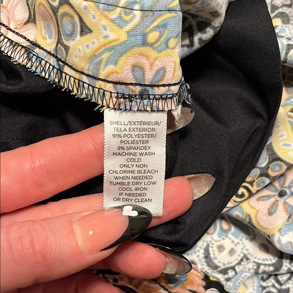 LOFT Boho Floral Paisley Mini Skirt with pockets Blue and Gold - Picture 5 of 6